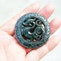 Manual two-sided openwork. Natural deep green jade, (retro) Long.(Amulet).Pendant.50x5mm.