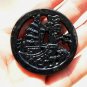 Double-sided engraved, natural black jade.(Word blessing) sailing. Necklace pendant.About 48x5 mm