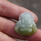 Dark green and white hand-carved amulet, jade Buddha pendant necklace