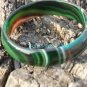 Agate vintage charm bracelet, dark green, irregular patterns