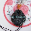 Natural dark green jade. Hand-carved.Double Pi Xiu pendant, 100% pure natural jade.