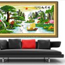Welcoming song. Mountains, rivers, living room painting cross stitch finished 180 x75CM