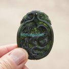 Handmade, dark green jade the silver snake drama bamboo. Necklace pendant 48x37x5mm Handmade, dark green jade the silver snake drama bamboo. Necklace pendant 48x37x5mm
