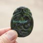 Handmade, dark green jade the silver snake drama bamboo. Necklace pendant 48x37x5mm