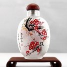 Snuff bottle antique hand-painted plum good news, hand pieces, collectibles. 9x6cm