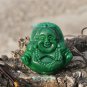 Green jade amulet, wearing prayer beads fish Laughing Buddha. Necklace Pendants 44x44x14mm