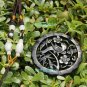 Dark green jade, hand-carved jade pendant double. Plum, bamboo magpie, 52x4mm