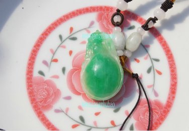 Double-sided hand-carved green jade bat (blessing in the eyes) Pendant 38 x22x14mm