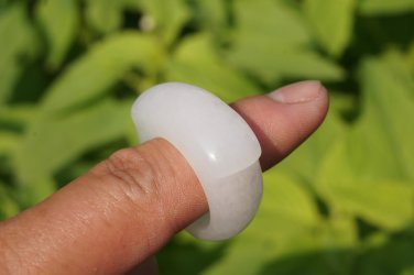 Natural white jade, ma on charm ring. The vintage ring is about 20 x12x4mm
