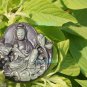 Natural purple gray jade, Lotus Goddess of Mercy. Amulet. Necklace Pendant 47x45x8 mm