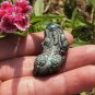 Natural purple gray jade, hand-carved, brave. Necklace pendant 38x17x11 mm