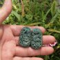 Natural hetian green jade dragon phoenix match, amulet necklace pendant.