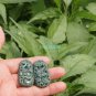 Natural hetian green jade dragon phoenix match, amulet necklace pendant.