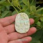 Natural white floating yellow jade pendant, handmade. (Auspicious) Sabrina .. necklace 48x33x5mm