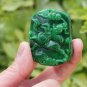 Double sided engraving. Green jade amulet dragon horse, pendant necklace