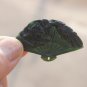Dark green jade, hand-carved fan-shaped pendant, Peony Phoenix. Pendant necklace, 29x46x6mm