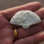 Natural white jade pendant, hand-carved ( fan ) Peony Phoenix . Necklace Pendant 29x46x6mm