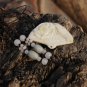 Natural white floating yellow jade pendant , hand-carved ( fan ) Peony Phoenix . Necklace Pendant