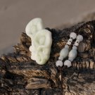 Hand-carved , natural white jade pendant, ( Orchid ) . Necklace Pendant 47x22x6mm