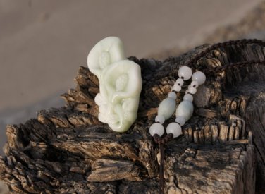 Hand-carved , natural white jade pendant, ( Orchid ) . Necklace Pendant 47x22x6mm