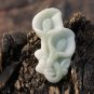 Hand-carved , natural white jade pendant, ( Orchid ) . Necklace Pendant 47x22x6mm