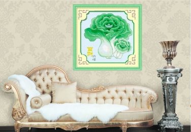 Cabbage, ( one hundred Choi ) cross-stitch finished painting the living room 32 X 32CM