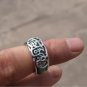 The alloy (fu) is inlaid with green jade rings. The vintage ring is about 17x8x3 mm