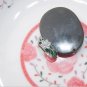 Alloy (plum blossom) green jade inlaid ring. The antique charm ring is about 17 x 7x3 mm.