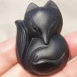 Natural obsidian pendant hand-carved. Large (Fox) .. lucky necklace pendant 50x36x15mm