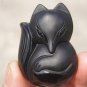 Natural obsidian pendant hand-carved. Large (Fox) .. lucky necklace pendant 50x36x15mm