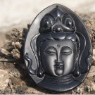Natural obsidian pendant hand-carved. (Guanyin head) .. lucky necklace pendant 63x47x9mm Natural obsidian pendant hand-carved. (Guanyin head) .. lucky necklace pendant 63x47x9mm