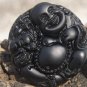Natural obsidian pendant hand-carved. (Buddha play brave) .. lucky necklace pendant 47x15mm