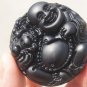Natural obsidian pendant hand-carved. (Buddha play brave) .. lucky necklace pendant 47x15mm