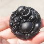 Natural obsidian pendant hand-carved. (Buddha play brave) .. lucky necklace pendant 47x15mm