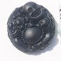 Natural obsidian pendant hand-carved. (Buddha play brave) .. lucky necklace pendant 47x15mm