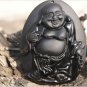 Natural obsidian pendant hand-carved. (Hotei Buddha). Lucky Necklace Pendant 53x42 x15mm