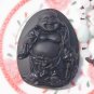 Natural obsidian pendant hand-carved. (Hotei Buddha). Lucky Necklace Pendant 53x42 x15mm