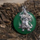 Guan Ping inlay alloy buckle (Four Seasons peace) green jade, (amulet). Necklace pendant Guan Ping inlay alloy buckle (Four Seasons peace) green jade, (amulet). Necklace pendant
