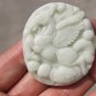 Hand-carved natural white jade Pegasus. Necklace Pendant 50x43 × 9mm
