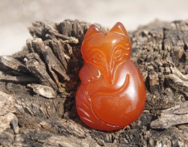 Natural red agate pendant. Fox. Hand-carved, necklace pendants. 34x23x9mm