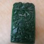 Manual sculpture Natural green jade while Rectangular necklace pendant