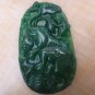 Natural green jade Hand carved elephant necklace pendant (oval)