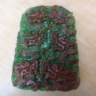 Natural green jade Hand carved Double dragon dance (trapezoid) talisman necklace pendant Natural green jade Hand carved Double dragon dance (trapezoid) talisman necklace pendant