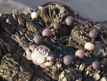 Manual sculpture Natural purple jade bracelet with rose