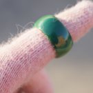 Manual sculpture natural green and white three color blue agate ring 18 to 20 mm