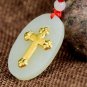 Gold inlaid jade amulet Christian crosses, necklaces and pendants