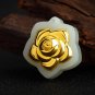 Gold inlaid jade peony blooming flowers necklaces and pendants