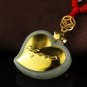 Gold inlaid jade heart lucky necklace and pendant (horse)