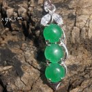 Alloy inlaid jade green beans (peace) of the four seasons. Lucky necklace pendant.