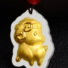 Gold inlaid jade amulet constellation necklace and pendant (sheep) cartoon
